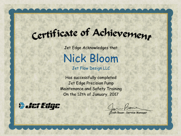 Jet Edge Certification
