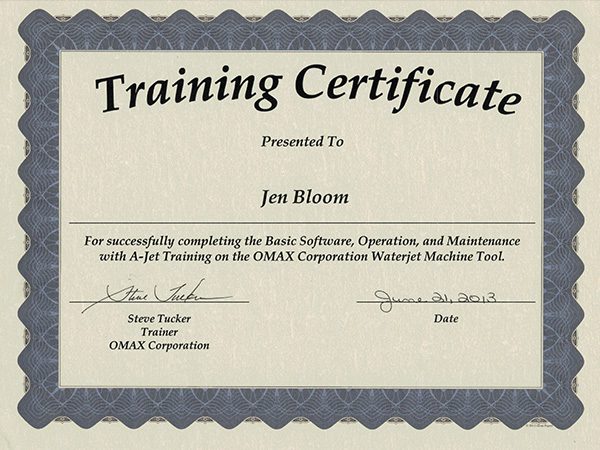 training certificate