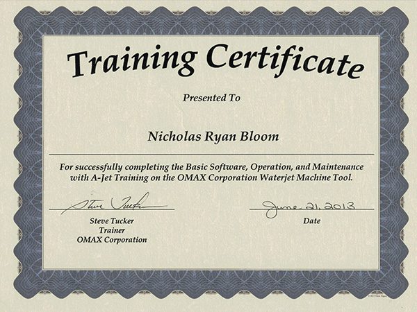 training certificate